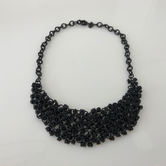 Black Statement Necklace Clear Jewels - Picture 4 of 4